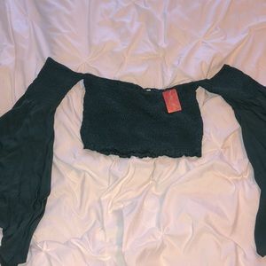 Off-The-Shoulders Ruched Crop Top